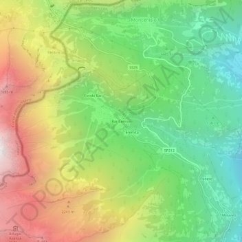 Bar Cenisioの地形図、標高、地勢