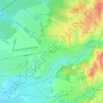 Chavannesの地形図、標高、地勢