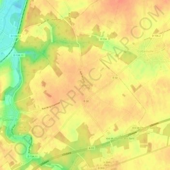Gasvilleの地形図、標高、地勢
