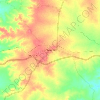 Chauraiの地形図、標高、地勢