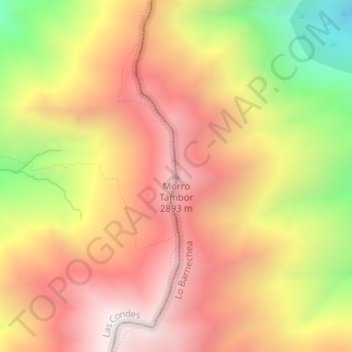Morro Tamborの地形図、標高、地勢