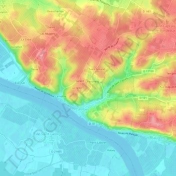 L'Hortieの地形図、標高、地勢