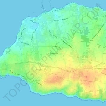 La Renaudièreの地形図、標高、地勢