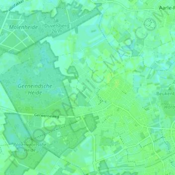 Geeneindの地形図、標高、地勢