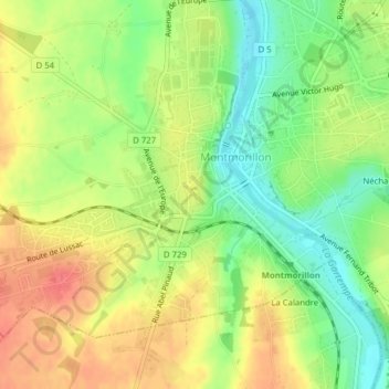 La Maison Dieuの地形図、標高、地勢