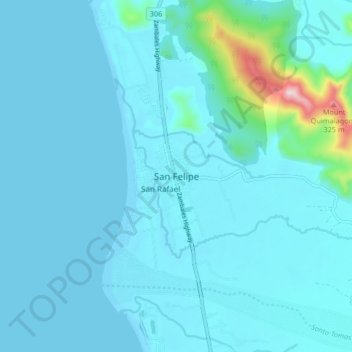 San Felipeの地形図、標高、地勢