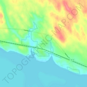 Lemoyneの地形図、標高、地勢