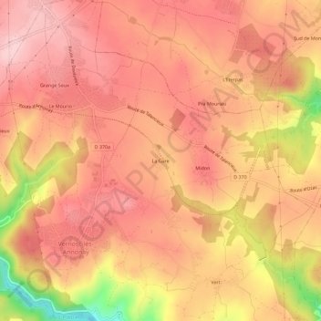 La Gareの地形図、標高、地勢