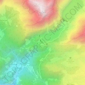 Campo Moroの地形図、標高、地勢