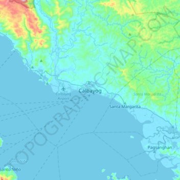 Calbayogの地形図、標高、地勢