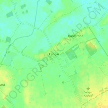 Langarの地形図、標高、地勢