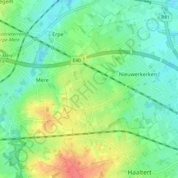 Edixveldeの地形図、標高、地勢