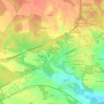 Grand Bariasの地形図、標高、地勢