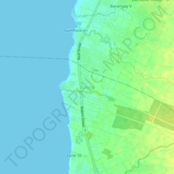 Bubogの地形図、標高、地勢