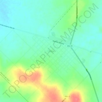 Chillarの地形図、標高、地勢