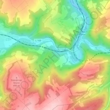 Nahetalの地形図、標高、地勢
