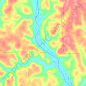 Frostの地形図、標高、地勢