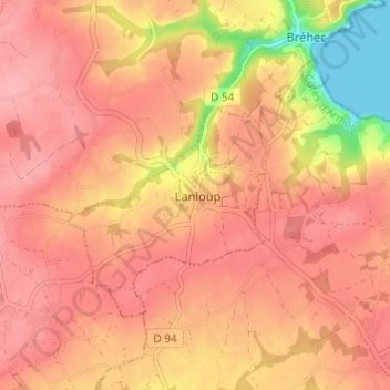 Kerlabiaの地形図、標高、地勢