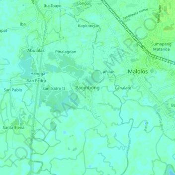Paombongの地形図、標高、地勢