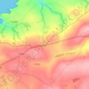 Square and Compassの地形図、標高、地勢