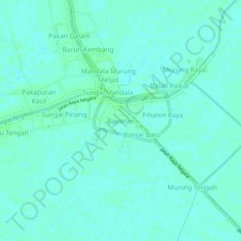 Bayananの地形図、標高、地勢
