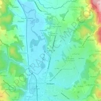 Terre Rougeの地形図、標高、地勢