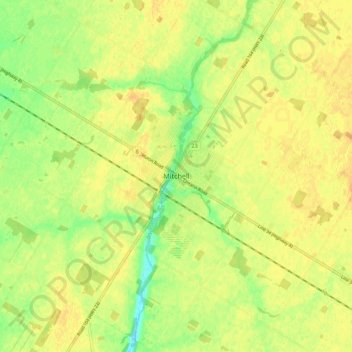 Mitchellの地形図、標高、地勢