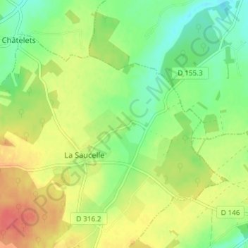 Les Pellesの地形図、標高、地勢