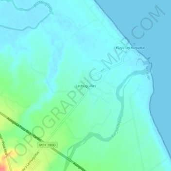 Lechuguillasの地形図、標高、地勢