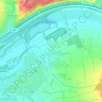 Bad Sennfeldの地形図、標高、地勢