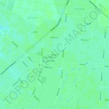 Ghugianの地形図、標高、地勢
