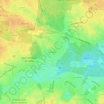 Le Cramatの地形図、標高、地勢