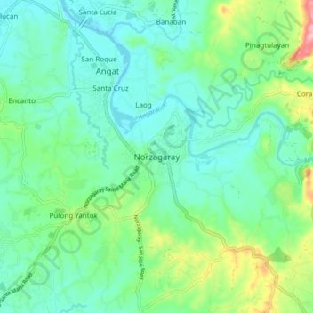 Norzagarayの地形図、標高、地勢