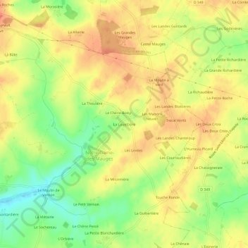 La Louettièreの地形図、標高、地勢