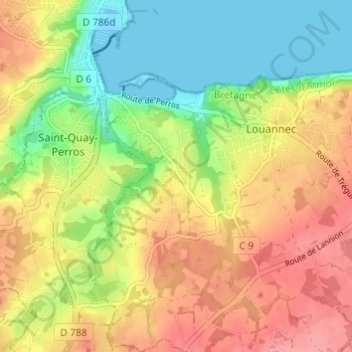 Lannec Vihanの地形図、標高、地勢