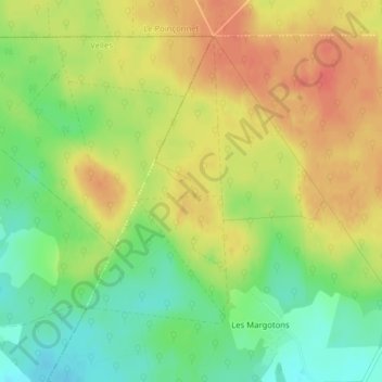 Notre-Dame-du-Chêneの地形図、標高、地勢