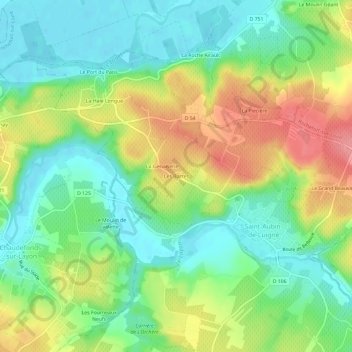 Les Barresの地形図、標高、地勢