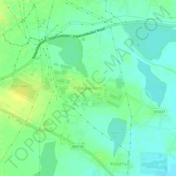 Pillaipakkamの地形図、標高、地勢