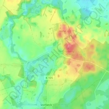 Kritzowの地形図、標高、地勢