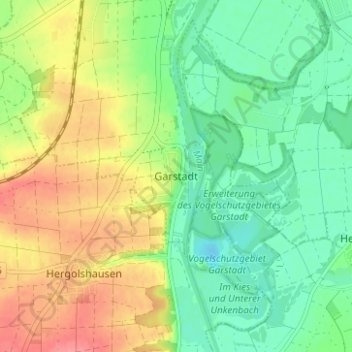 Garstadtの地形図、標高、地勢