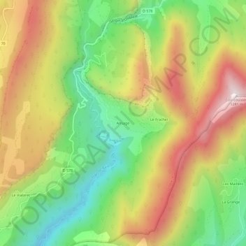 Ansageの地形図、標高、地勢