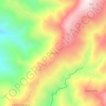 Peruntuの地形図、標高、地勢