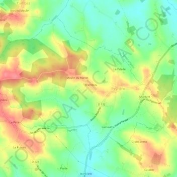 Berryの地形図、標高、地勢