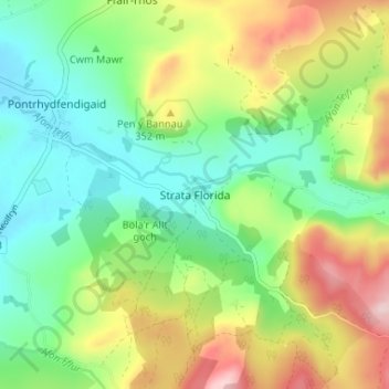 Strata Floridaの地形図、標高、地勢