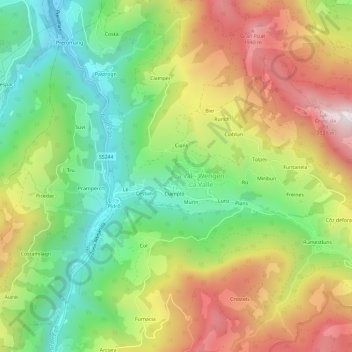 Gnatesの地形図、標高、地勢