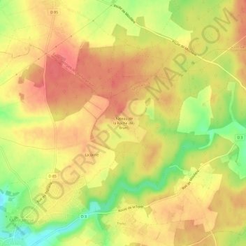 Château de la Roche de Branの地形図、標高、地勢