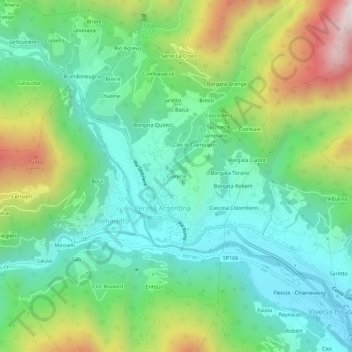 Ciarenaの地形図、標高、地勢