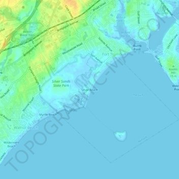 Silver Beachの地形図、標高、地勢