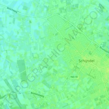 Borneの地形図、標高、地勢