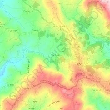 Vila Covaの地形図、標高、地勢